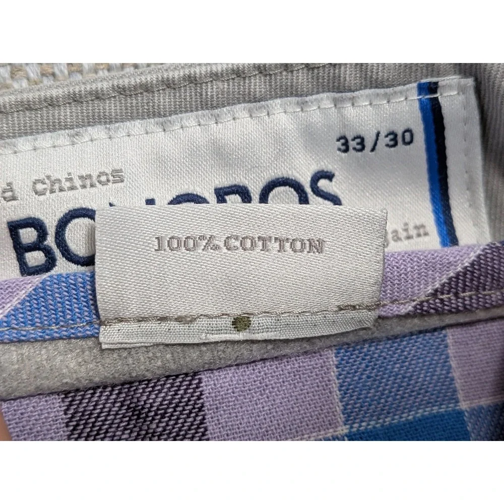 BONOBOS Men's Washed Chinos Pants 33x30 Grey Straight Fit Cotton Office Preppy